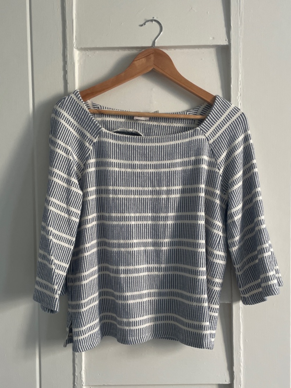 Anthropologie Blue and White Striped Boatneck Blouse